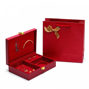 Красная шкатулка для ювелирных изделий, 18,5*13,3*5 см